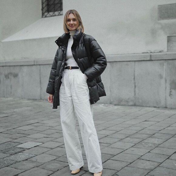 Mango Faux Leather Puffer Jacket Coat New - Picture 2 of 12